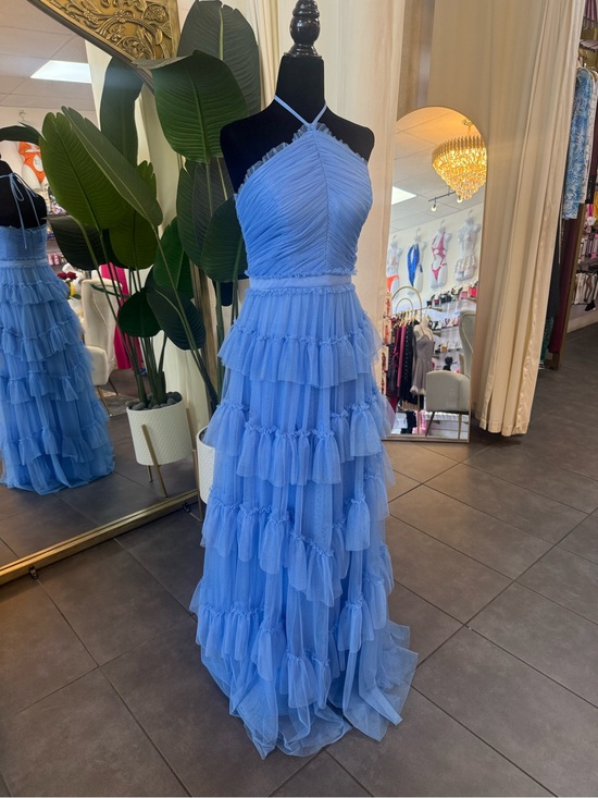 Camille La Vie Dresses & Skirts - Camille La Vie Powder Blue Halter Ruffle Tiered Maxi Dress